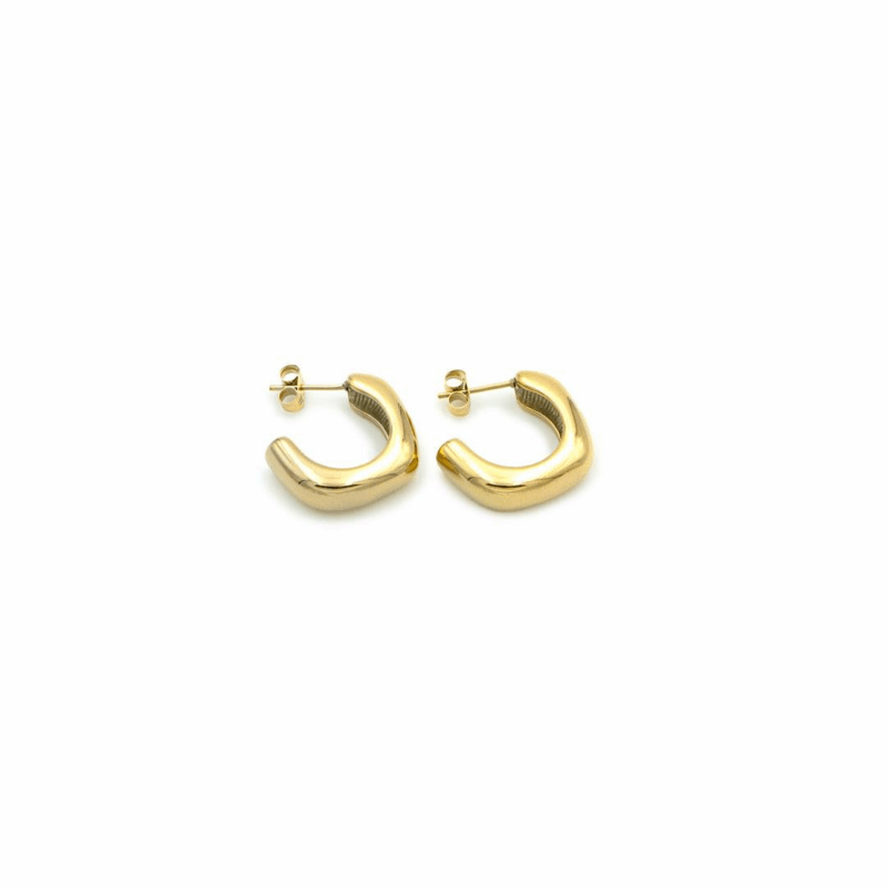 Boucles D'oreilles « Squared Hoop » Plaquées Or 18 Carats