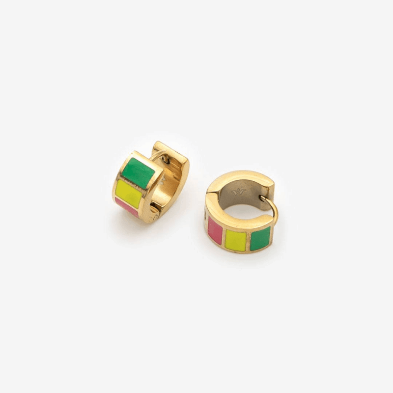 Boucles D’oreilles « Rainbow » Plaquées En Or 18 Carats